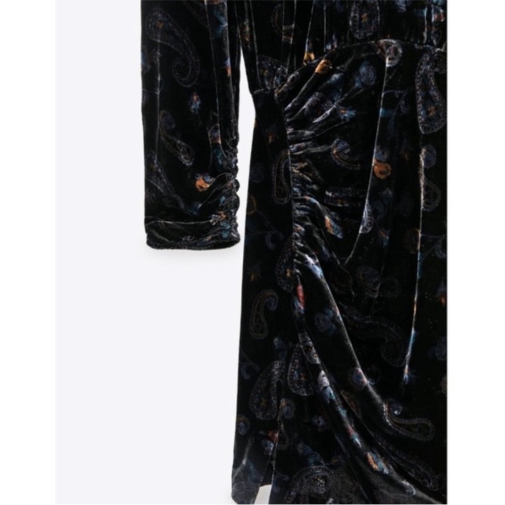 NWT ZARA PAISLEY PRINT VELVET MINI DRESS - Picture 6 of 6
